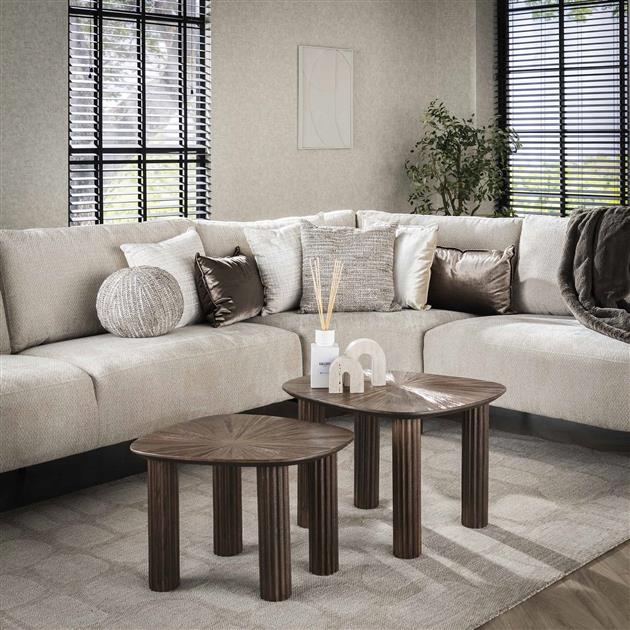 Hoyz Collection - Salontafel Driehoekig Maya Teak - Teak Rust Brown - Set van 2
