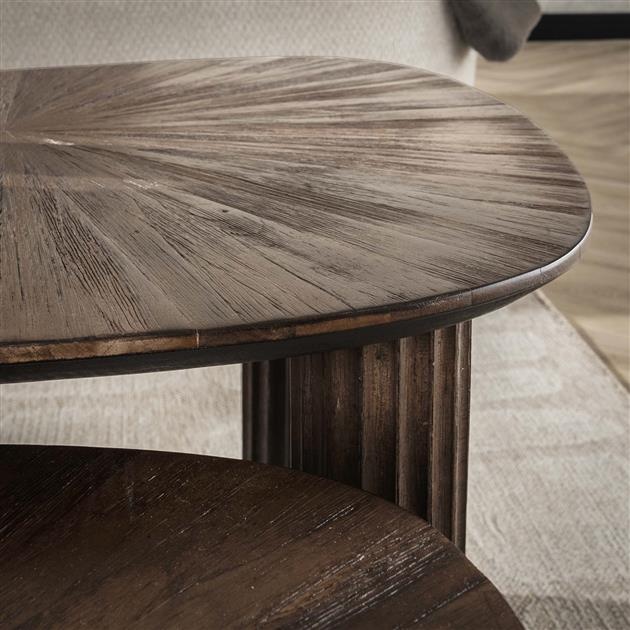 Hoyz Collection - Salontafel Driehoekig Maya Teak - Teak Rust Brown - Set van 2