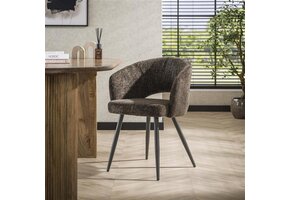 Hoyz Collection - Armstoel Boucle Salon - Tissee Cargo Bruin - Set van 2