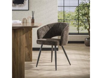 Hoyz Collection - Armstoel Boucle Salon - Tissee Cargo Bruin - Set van 2