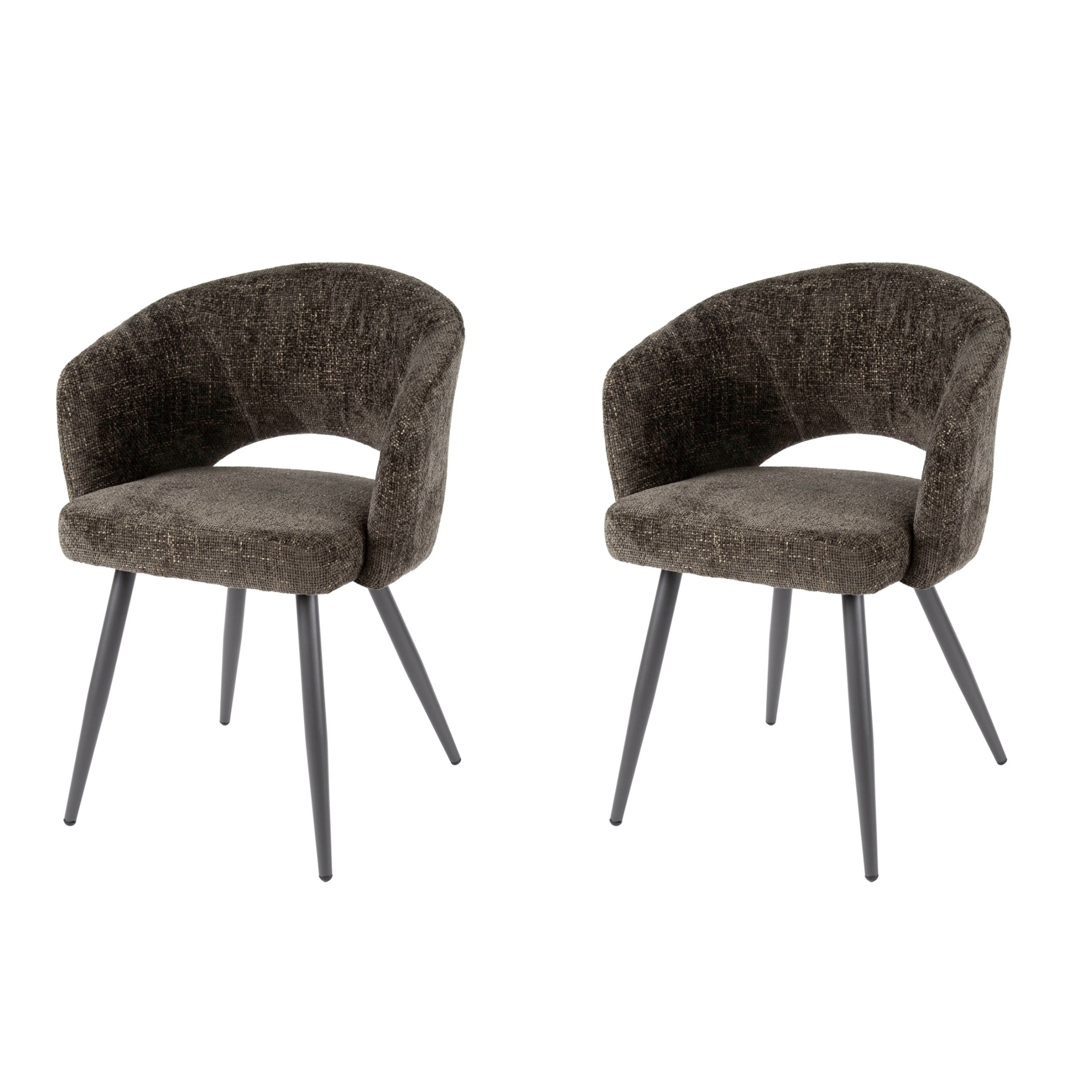 Hoyz Collection - Armstoel Boucle Salon - Tissee Cargo Bruin - Set van 2