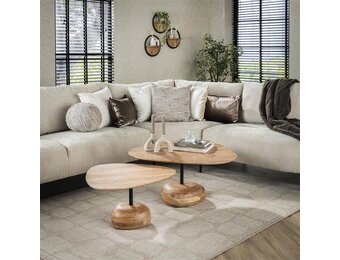 Hoyz Collection - Salontafel Set-2 Driehoekig Blad - Massief Acacia Naturel