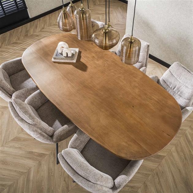 Hoyz Collection - Eetkamertafel 215cm Cliff Ovale Buis - Massief Mango Zandkleur