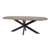 Hoyz Collection - Eetkamertafel 215cm Cliff Ovale Buis - Massief Mango Zandkleur