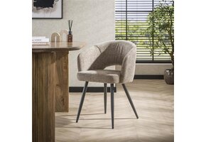 Hoyz Collection - Armstoel Boucle Salon - Tissee Cargo Zandkleur - Set van 2