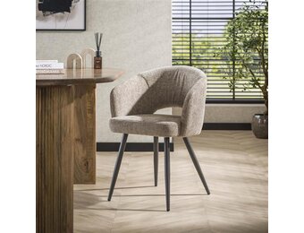 Hoyz Collection - Armstoel Boucle Salon - Tissee Cargo Zandkleur - Set van 2