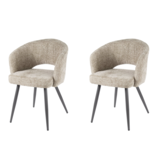 Hoyz Collection - Armstoel Boucle Salon - Tissee Cargo Zandkleur - Set van 2