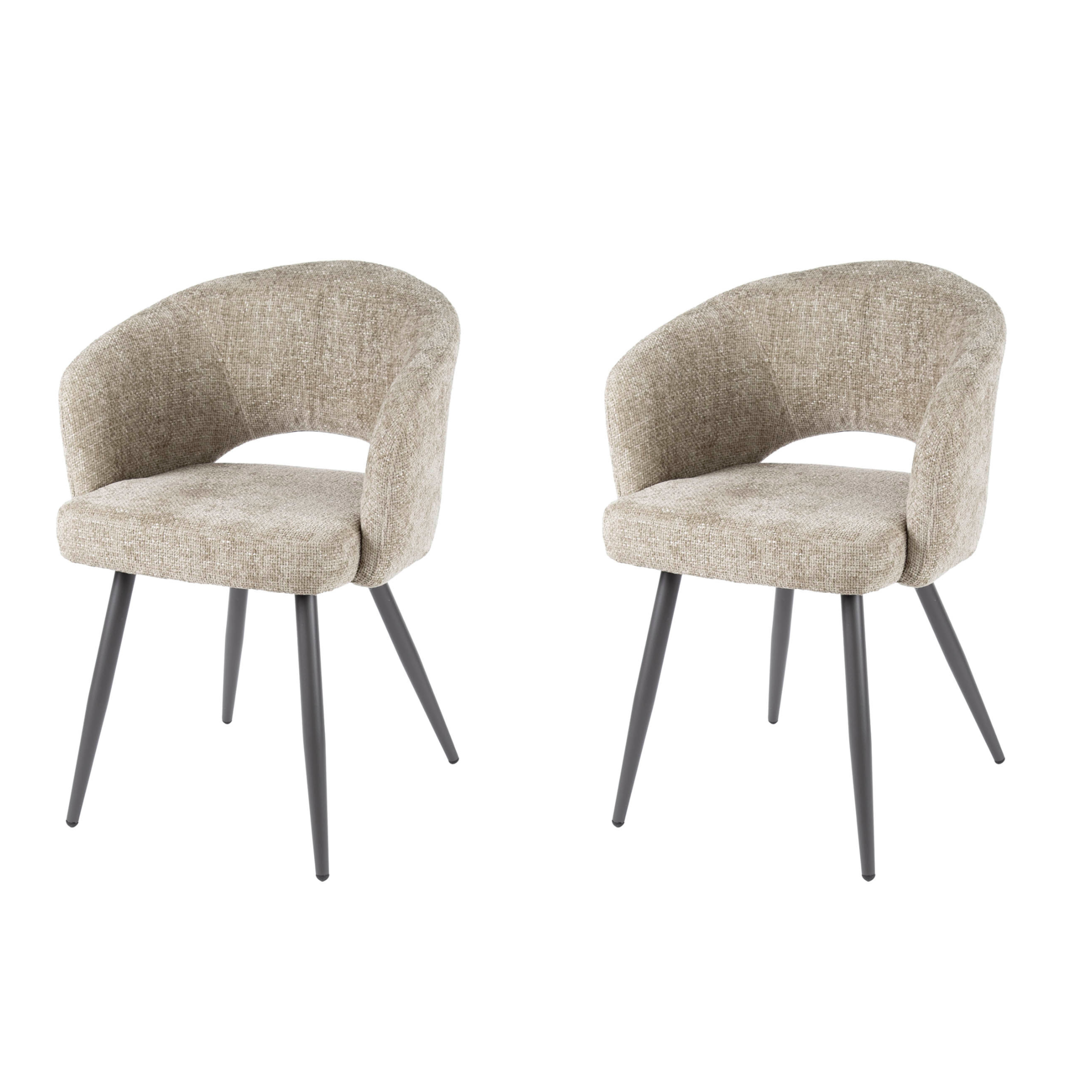 Hoyz Collection - Armstoel Boucle Salon - Tissee Cargo Zandkleur - Set van 2