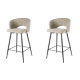 Hoyz Collection - Barstoel Boucle Salon - Tissee Cargo Zandkleur - Set van 2