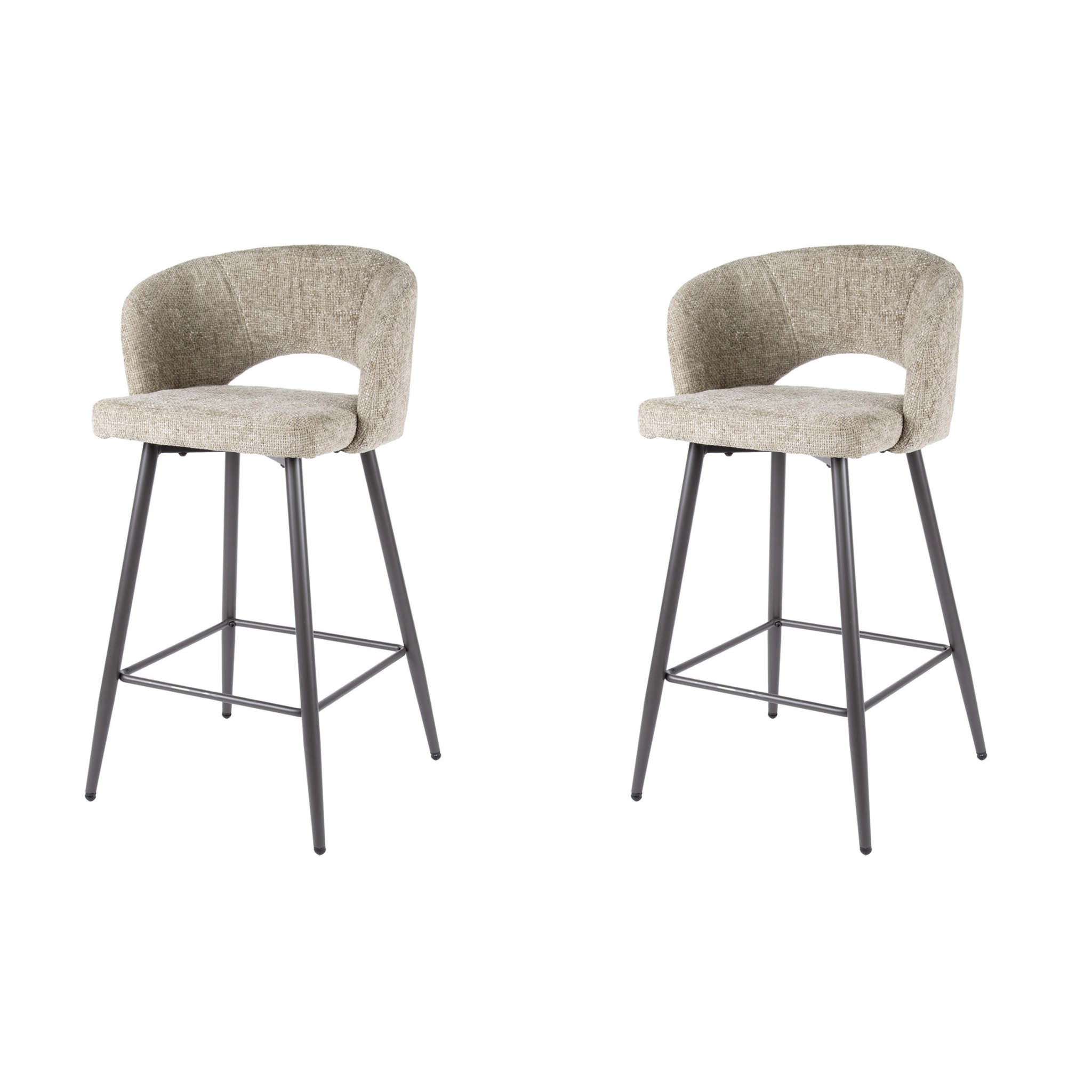 Hoyz Collection - Barstoel Boucle Salon - Tissee Cargo Zandkleur - Set van 2