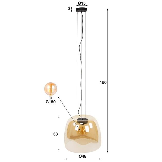 Hoyz Collection - Hanglamp 1L Drift XL Glass - Amber Color Glas