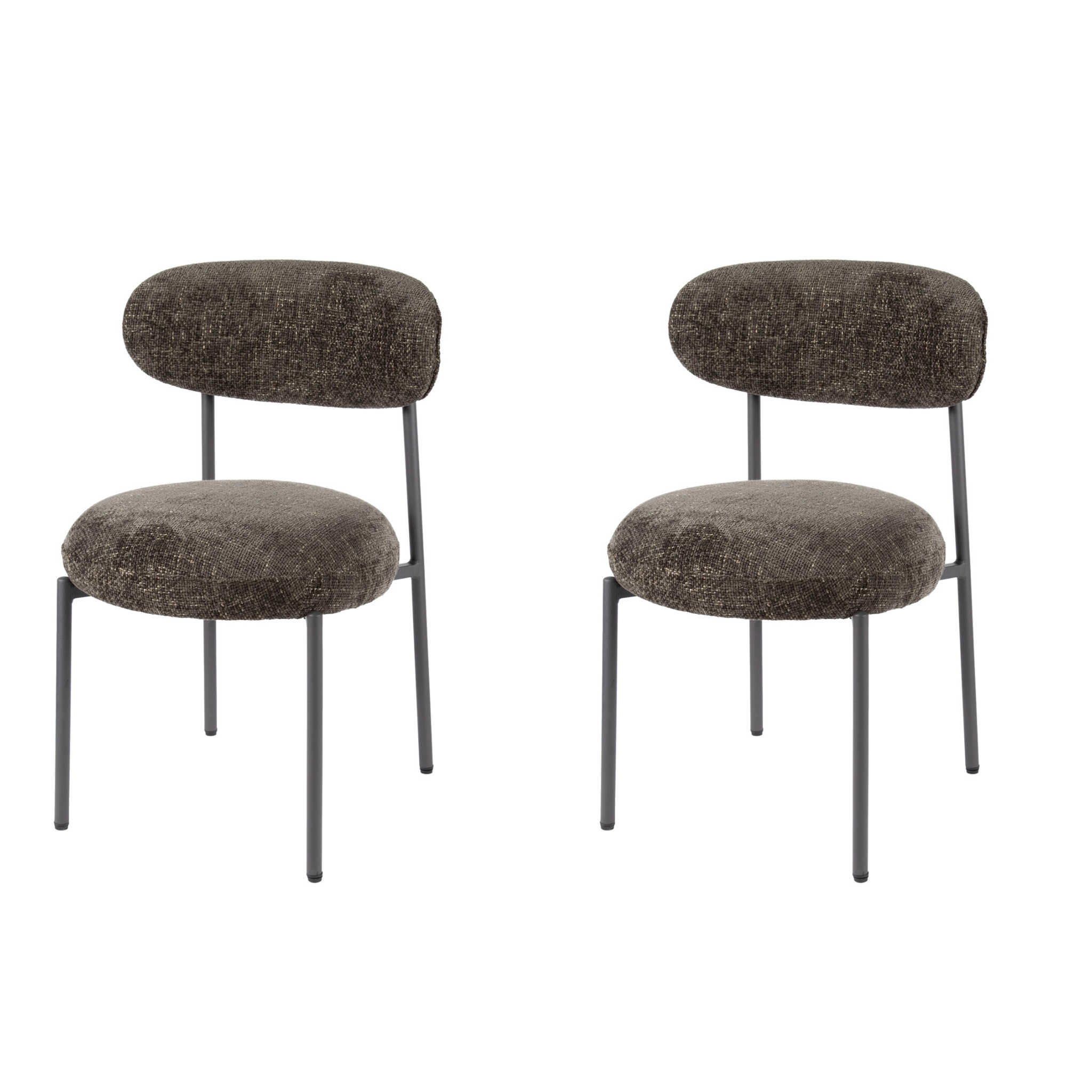 Hoyz Collection - Eetkamerstoel Round - Tissee Cargo Bruin - Set van 2