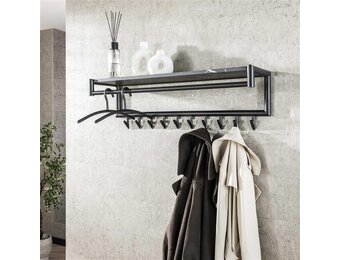 Hoyz Collection - Kapstok 10 Haaks Roede-hoedenplank - 3D Zwart Bruin