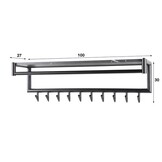 Hoyz Collection - Kapstok 10 Haaks Roede-hoedenplank - 3D Zwart Bruin