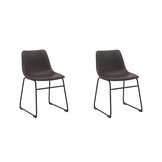 LABEL51 - Eetkamerstoel Risto - Donkerbruin - 55x47x79cm - Set van 2