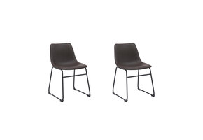 LABEL51 - Eetkamerstoel Risto - Donkerbruin - 55x47x79cm - Set van 2