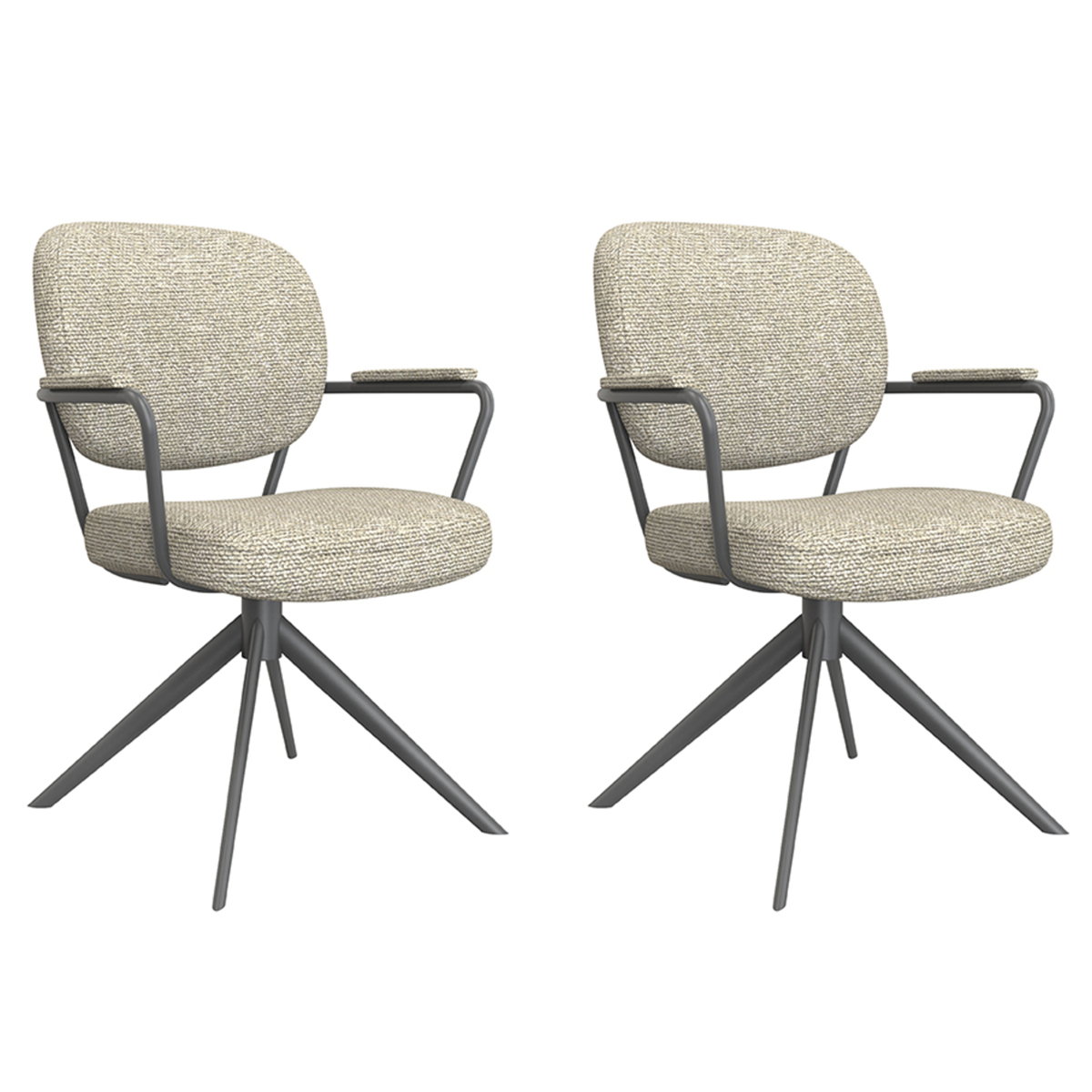 LABEL51 Eetkamerstoel Basel - Naturel - Boucle - set van 2