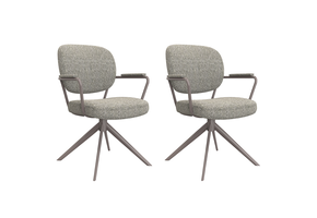 LABEL51 Eetkamerstoel Basel - Truffel grijs - Boucle - set van 2