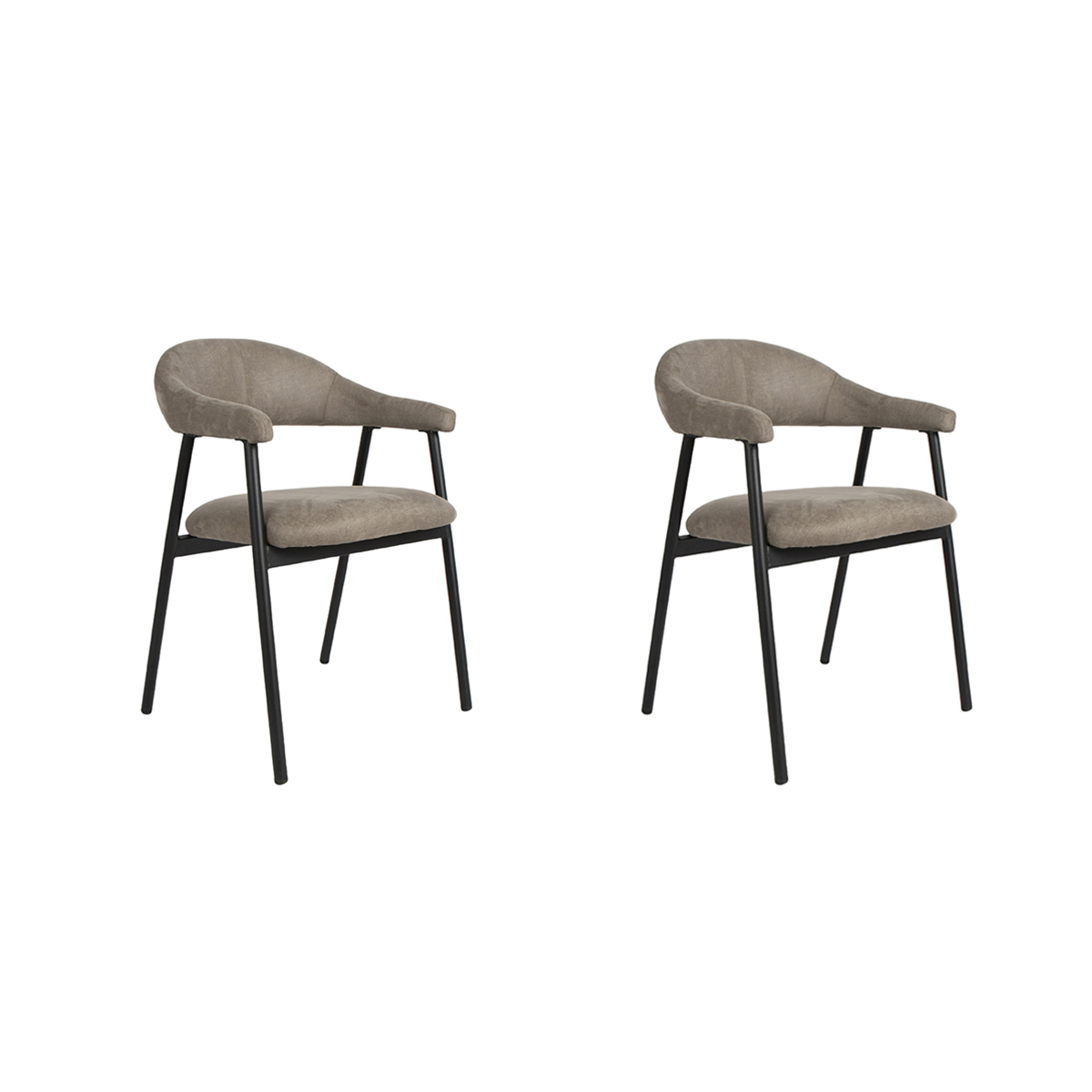 LABEL51 Eetkamerstoel Amaze - Taupe - Micro Suede - set van 2