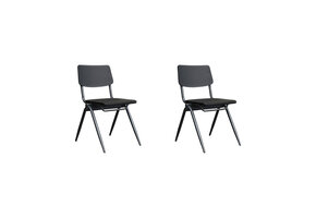 LABEL51 Eetkamerstoel Solid - Zwart - Hout - set van 2