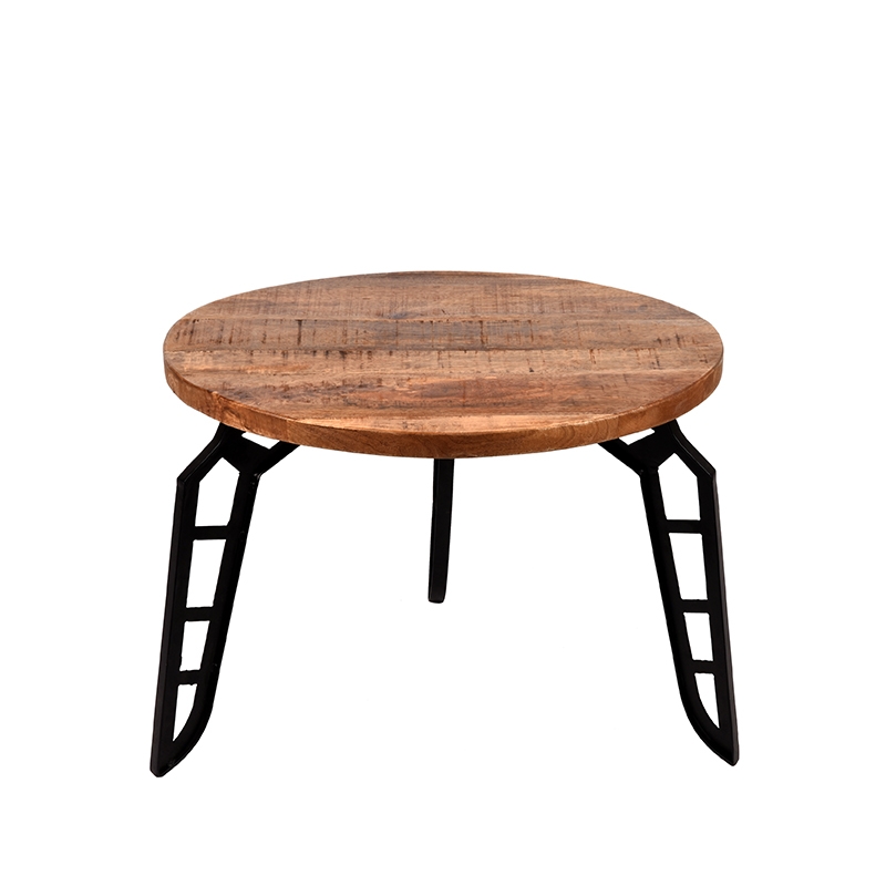 LABEL51 Salontafel Flintstone - Rough - Mangohout - Rond - 60 cm