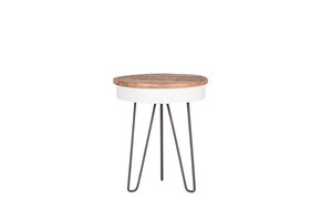 LABEL51 Bijzettafel Saria - Wit - Mangohout - Rond - 44 cm