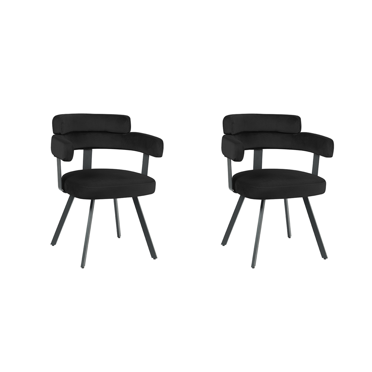 LABEL51 Eetkamerstoel Bardio - Zwart - Fluweel - set van 2