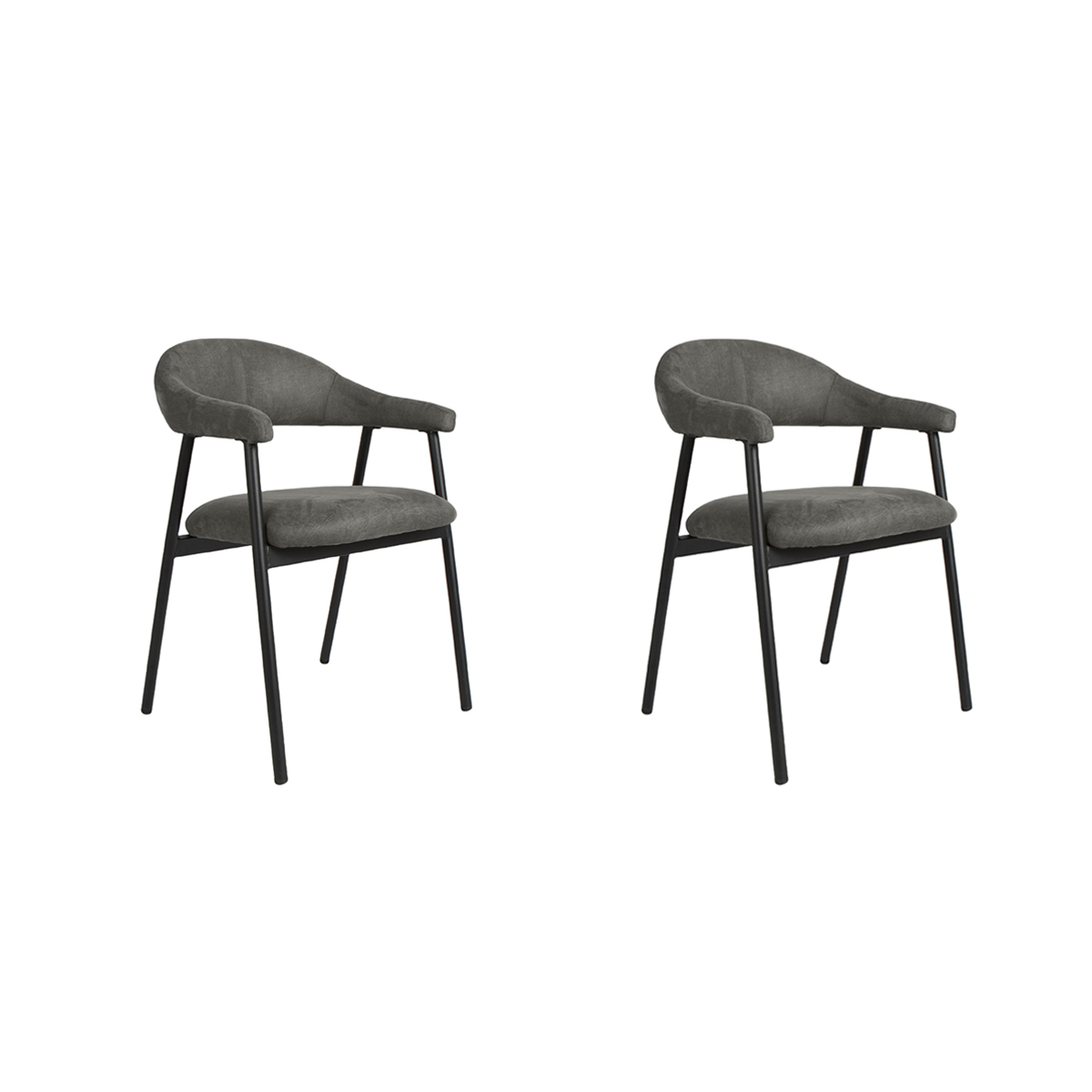 LABEL51 Eetkamerstoel Amaze - Antraciet - Micro Suede - set van 2