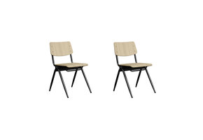 LABEL51 Eetkamerstoel Solid - Naturel - Hout - set van 2