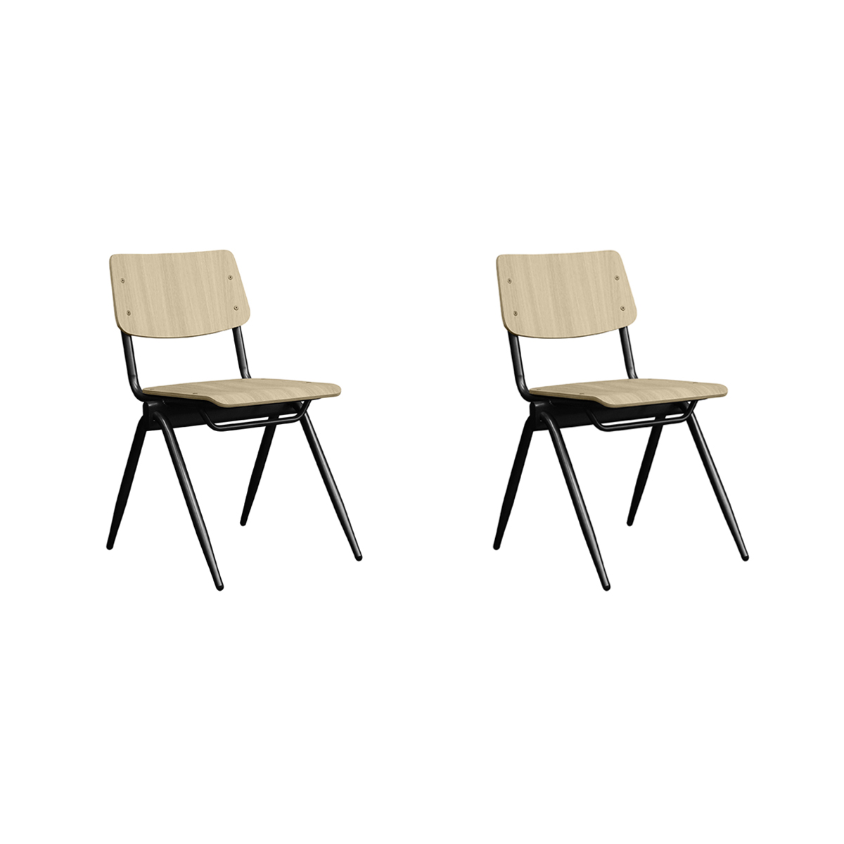 LABEL51 Eetkamerstoel Solid - Naturel - Hout - set van 2