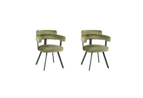 LABEL51 Eetkamerstoel Bardio - Hunter - Fluweel - set van 2