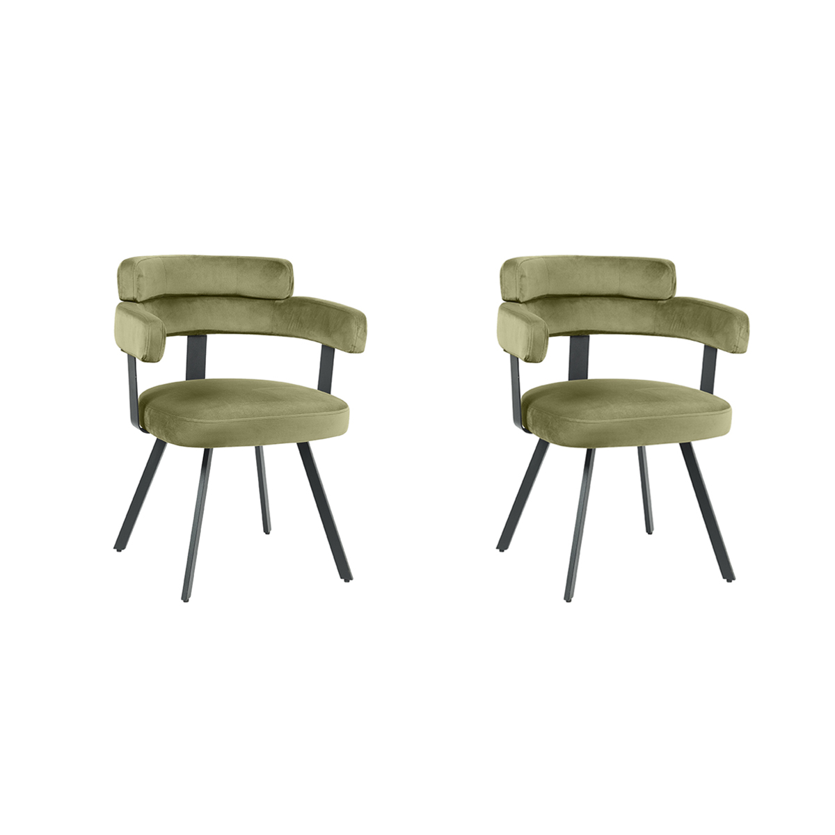 LABEL51 Eetkamerstoel Bardio - Hunter - Fluweel - set van 2