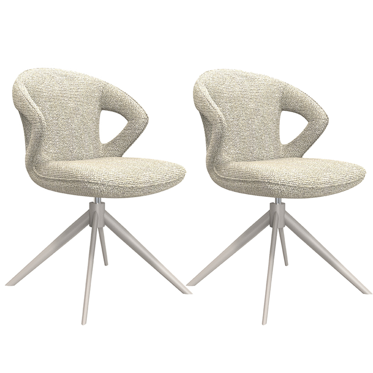 LABEL51 - Eetkamerstoel Zurich - Beige - 56x64x86cm - Set van 2