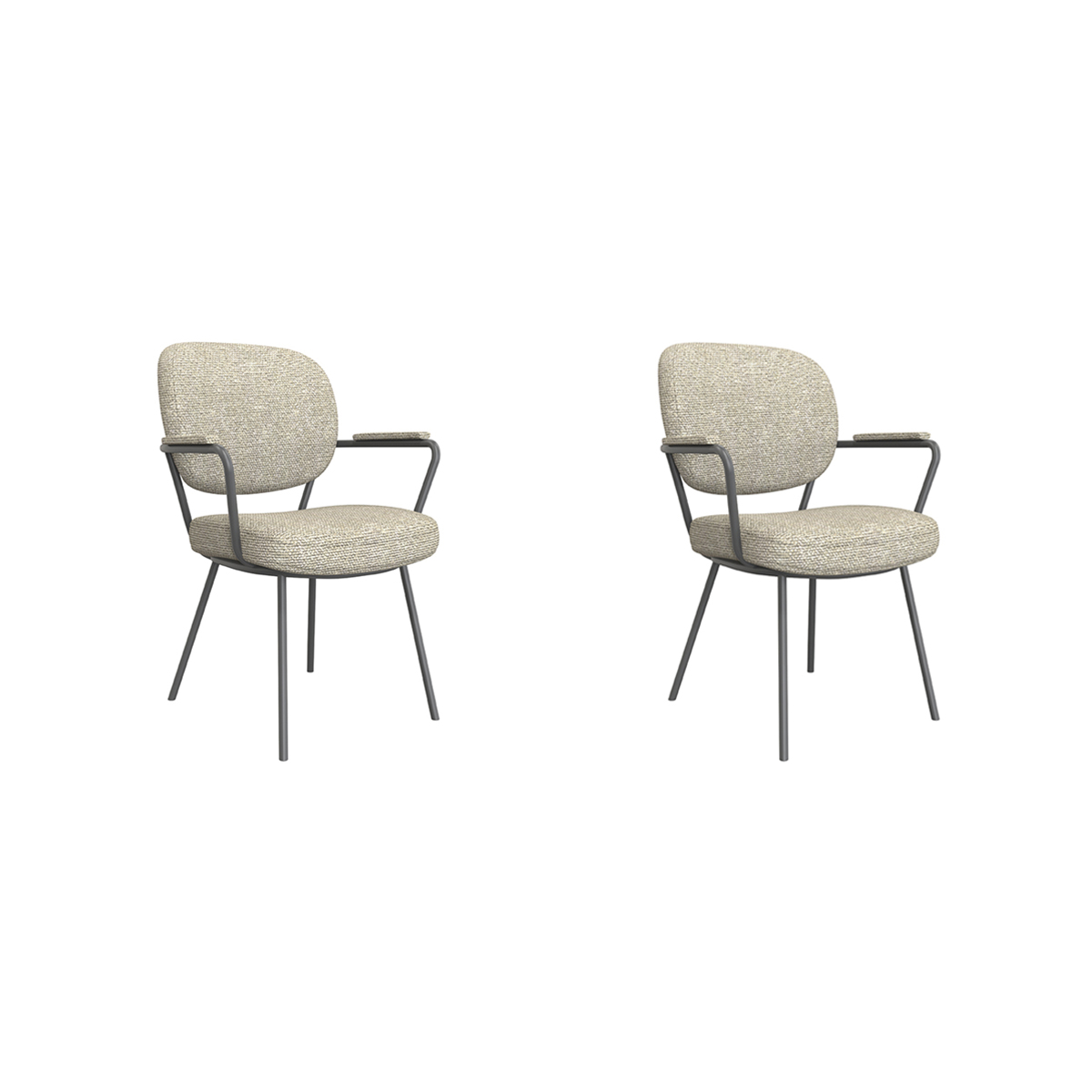 LABEL51 Eetkamerstoel Lausanne - Naturel - Boucle - set van 2
