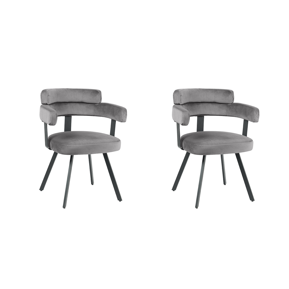 LABEL51 Eetkamerstoel Bardio - Grijs - Fluweel - set van 2