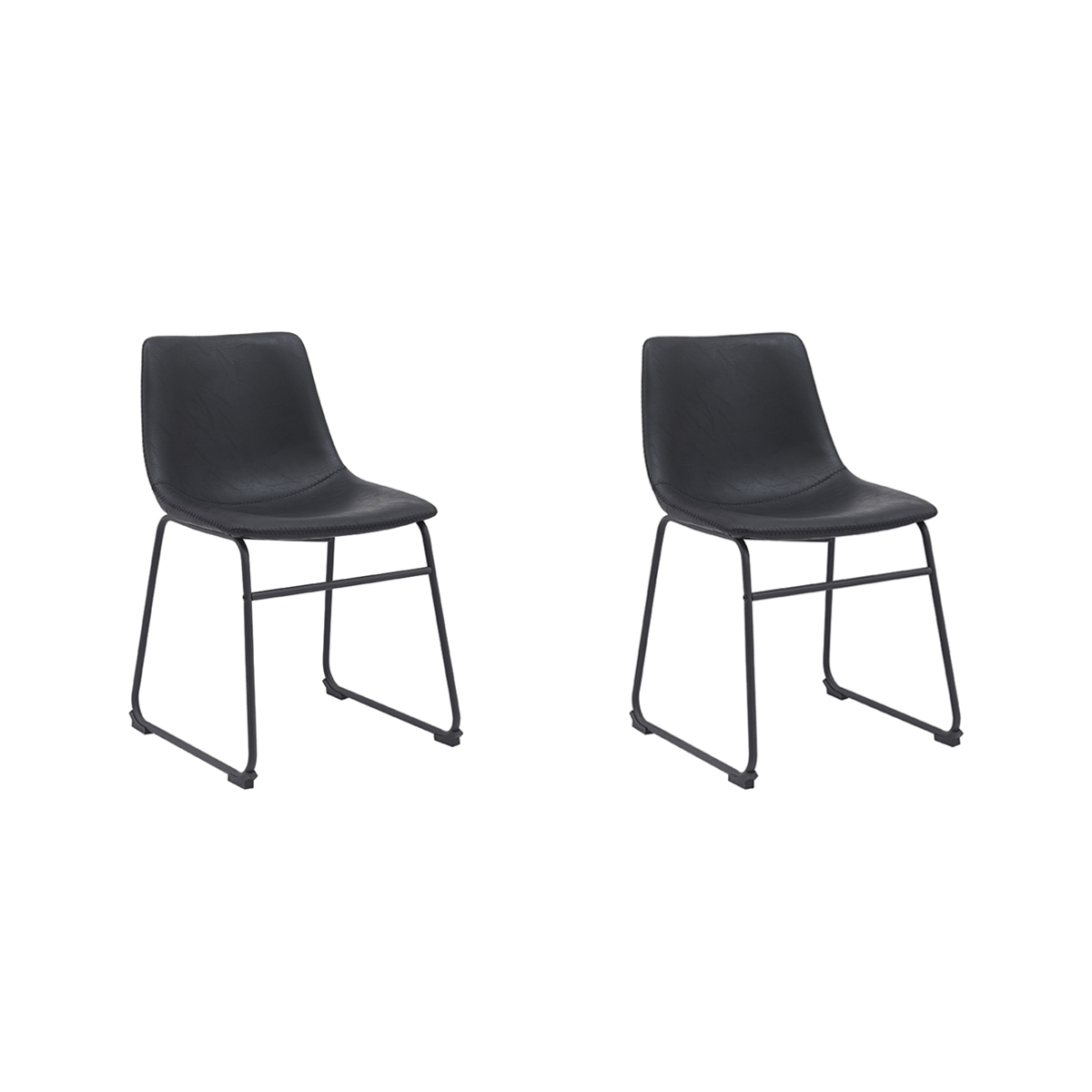 LABEL51 - Eetkamerstoel Risto - Zwart - 55x47x79cm - Set van 2