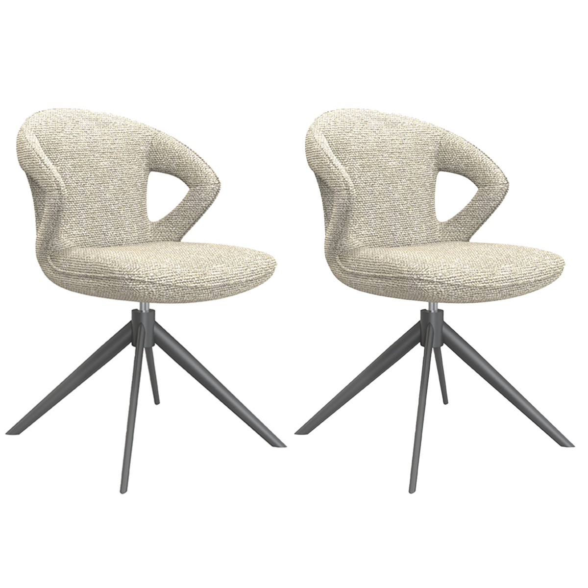 LABEL51 - Eetkamerstoel Zurich - Beige - 56x64x86cm - Set van 2