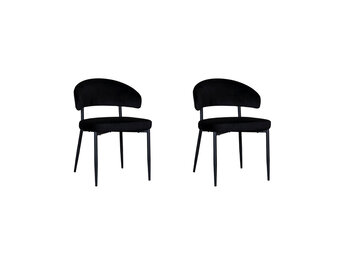 LABEL51 Eetkamerstoel Bliss - Zwart - Fluweel - set van 2