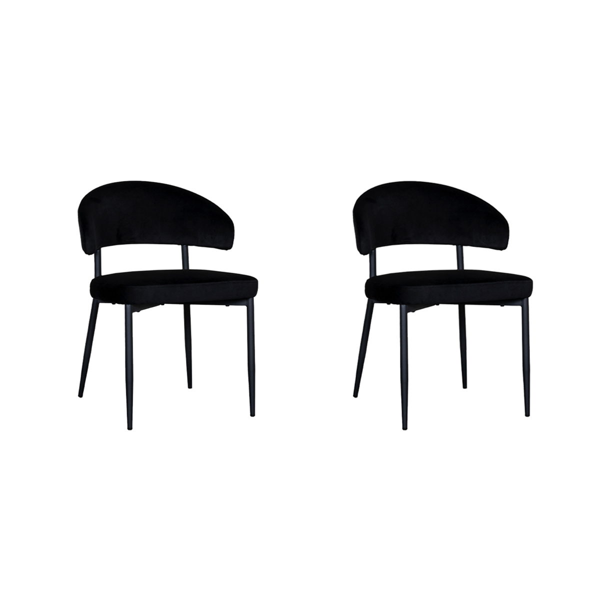 LABEL51 Eetkamerstoel Bliss - Zwart - Fluweel - set van 2