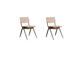 LABEL51 Eetkamerstoel Solid - Bruin - Hout - set van 2