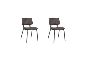 LABEL51 - Eetkamerstoel Gusto - Donkerbruin - 56x46x79cm - Set van 2