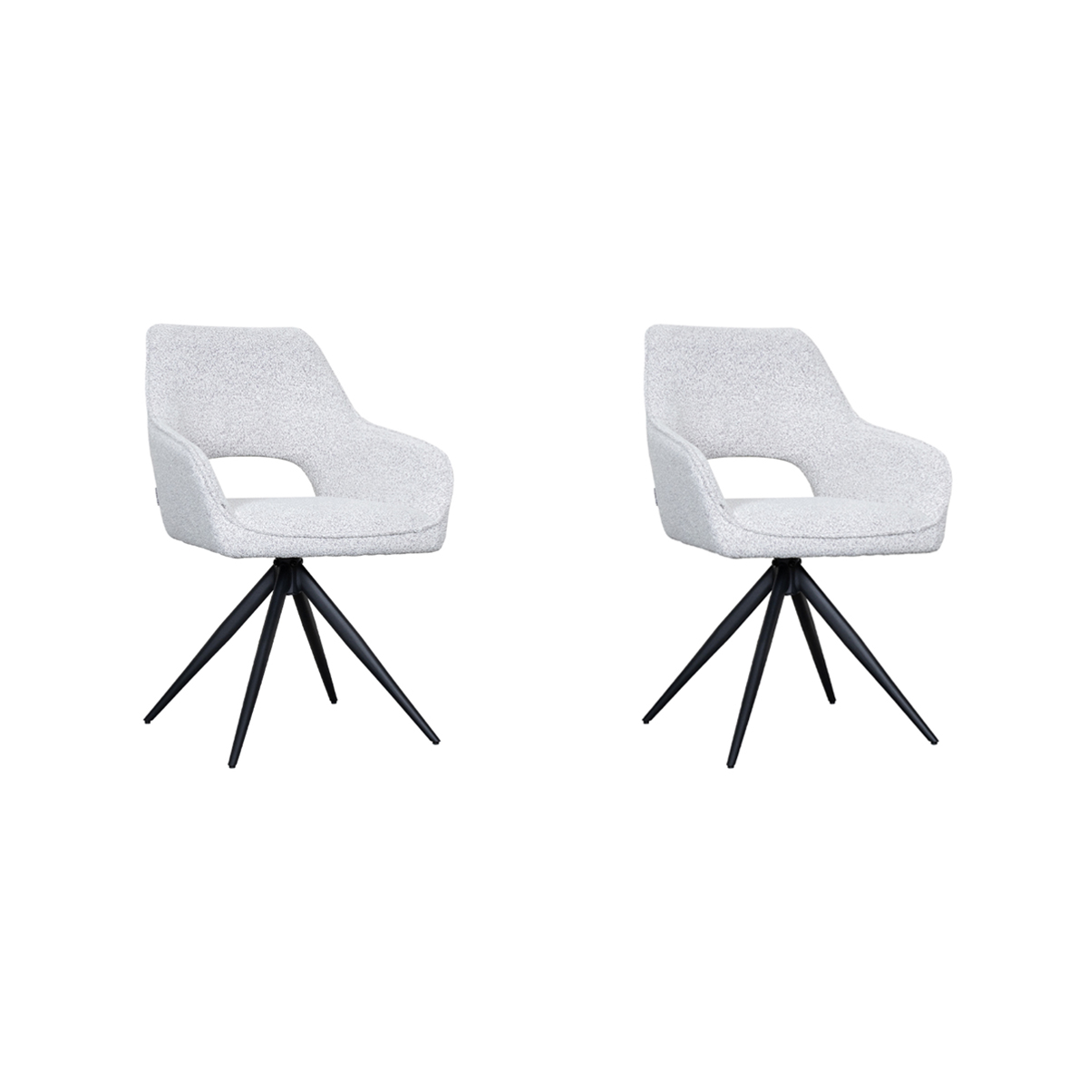LABEL51 Eetkamerstoel Finley - Wit - Boucle - set van 2