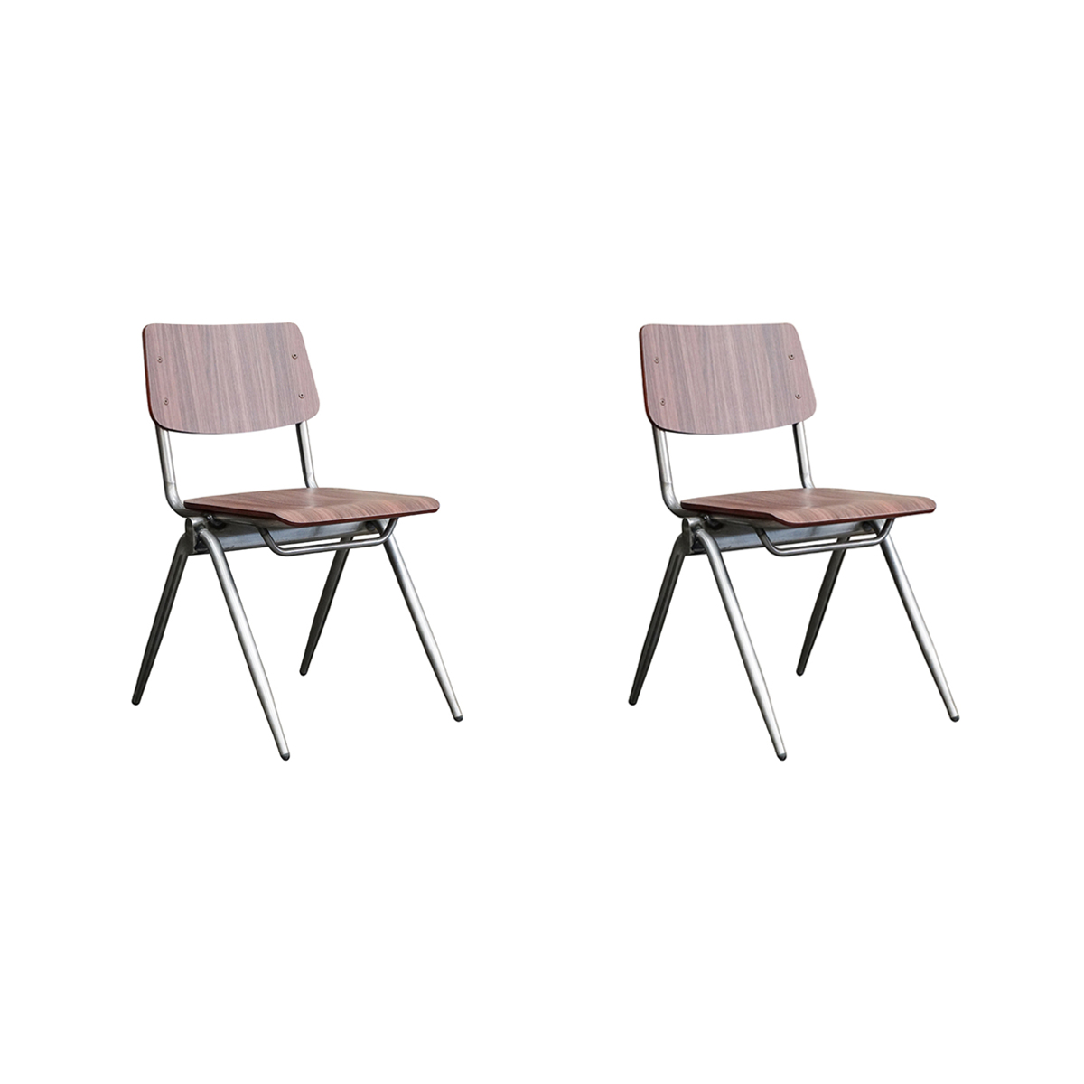 LABEL51 Eetkamerstoel Solid - Donkerbruin - Hout - set van 2