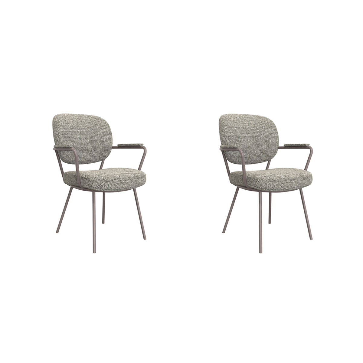 LABEL51 Eetkamerstoel Lausanne - Truffel grijs - Boucle - set van 2