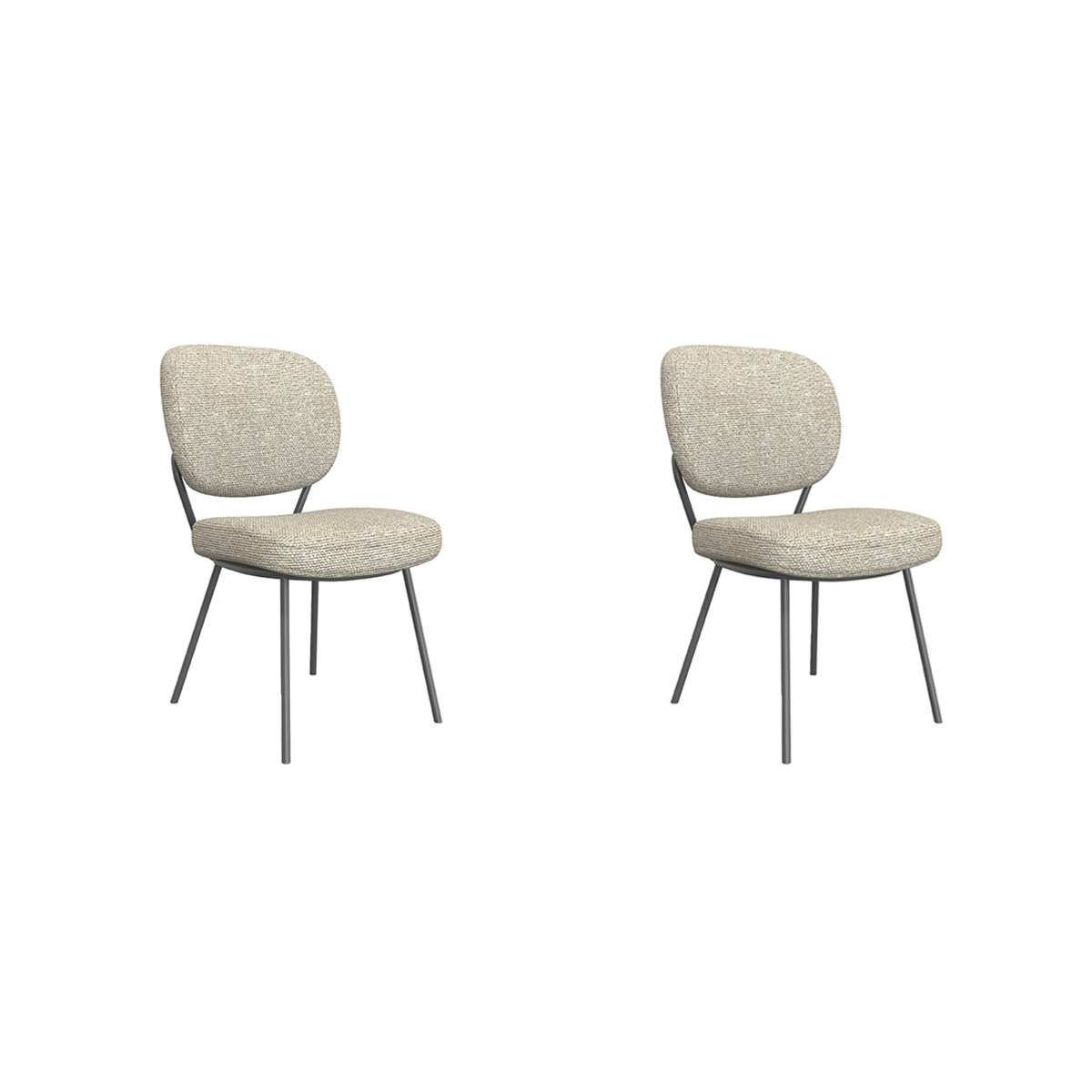 LABEL51 Eetkamerstoel Singapore - Naturel - Boucle - set van 2