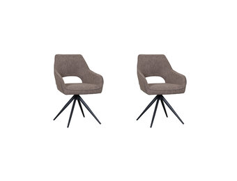 LABEL51 Eetkamerstoel Finley - Bruin - Boucle - set van 2