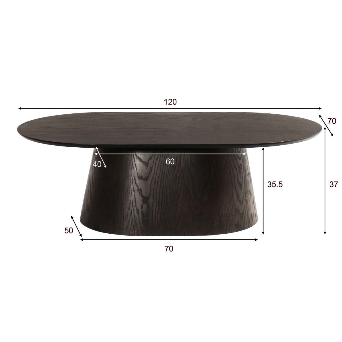 Livingfurn - Salontafel - Tobago Espresso Oval 120cm - Bruin