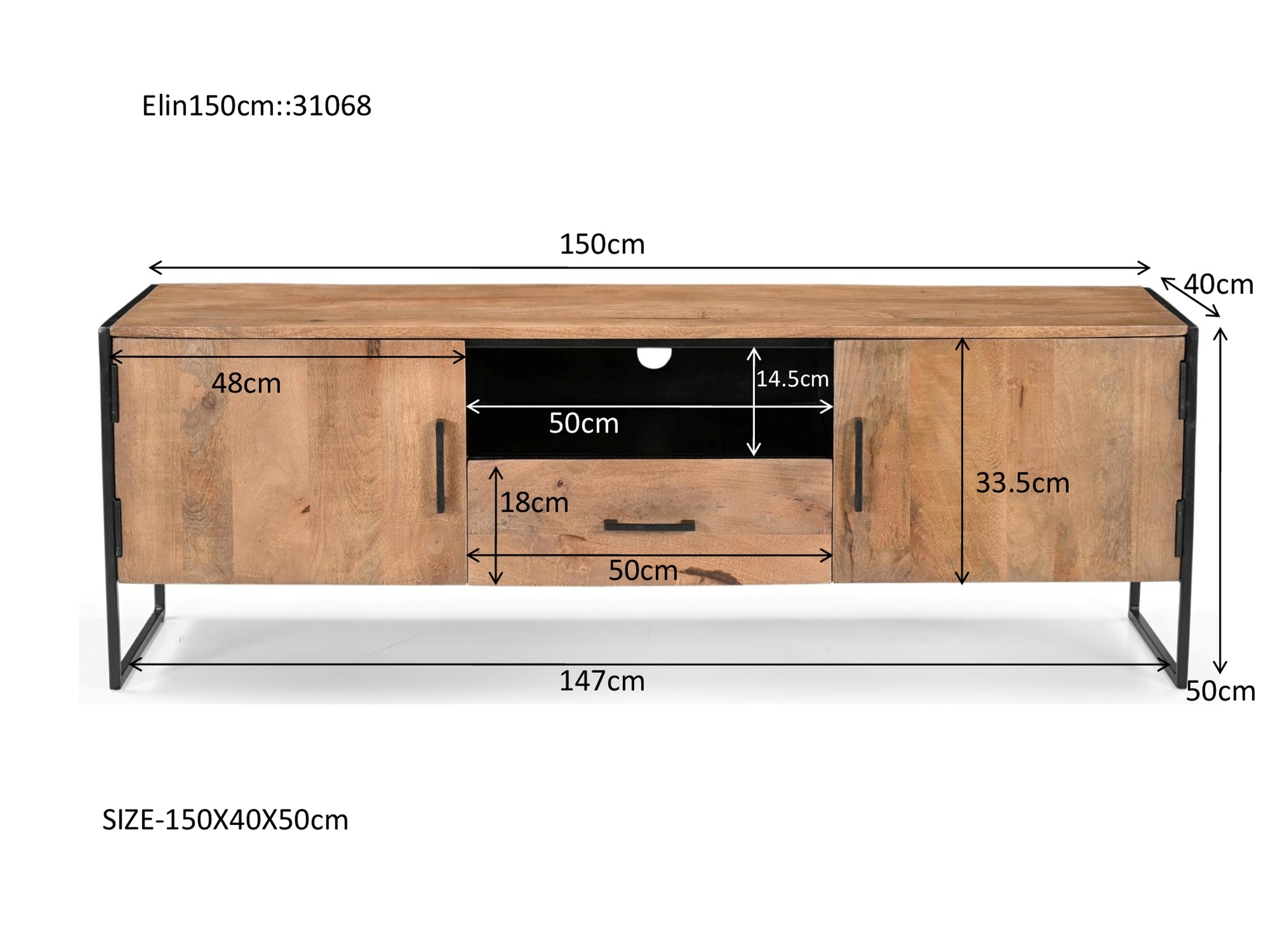Livingfurn - Tv-meubel - Elin 150cm - Bruin