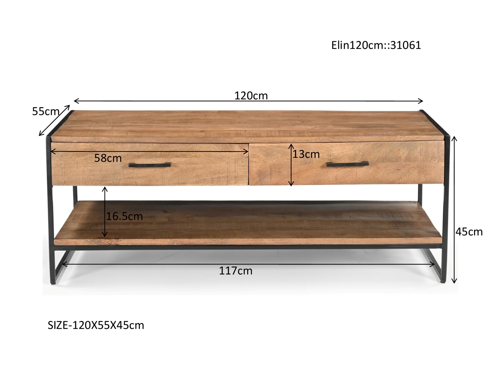 Livingfurn - Salontafel - Elin 120cm - Bruin, Zwart