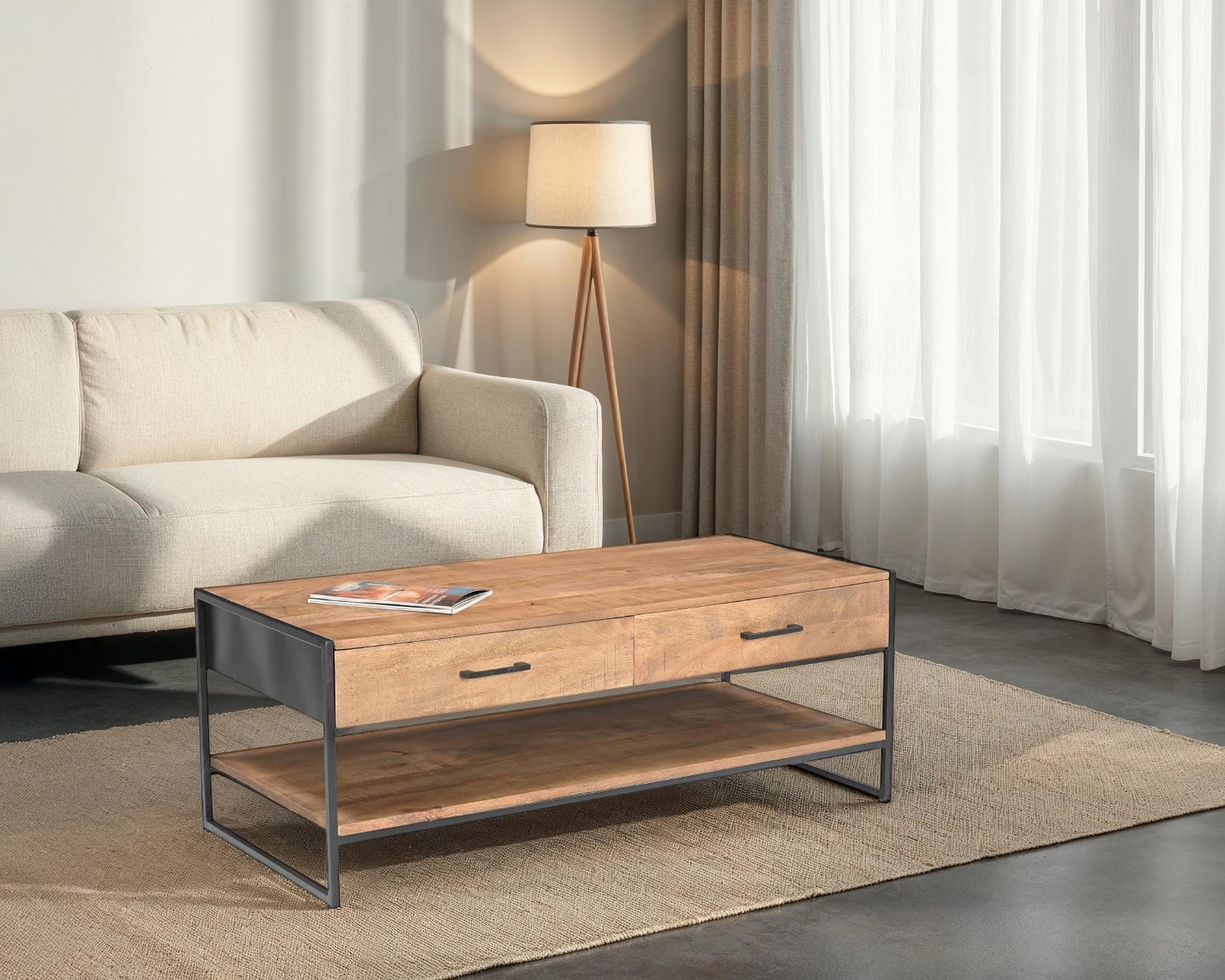 Livingfurn - Salontafel - Elin 120cm - Bruin, Zwart